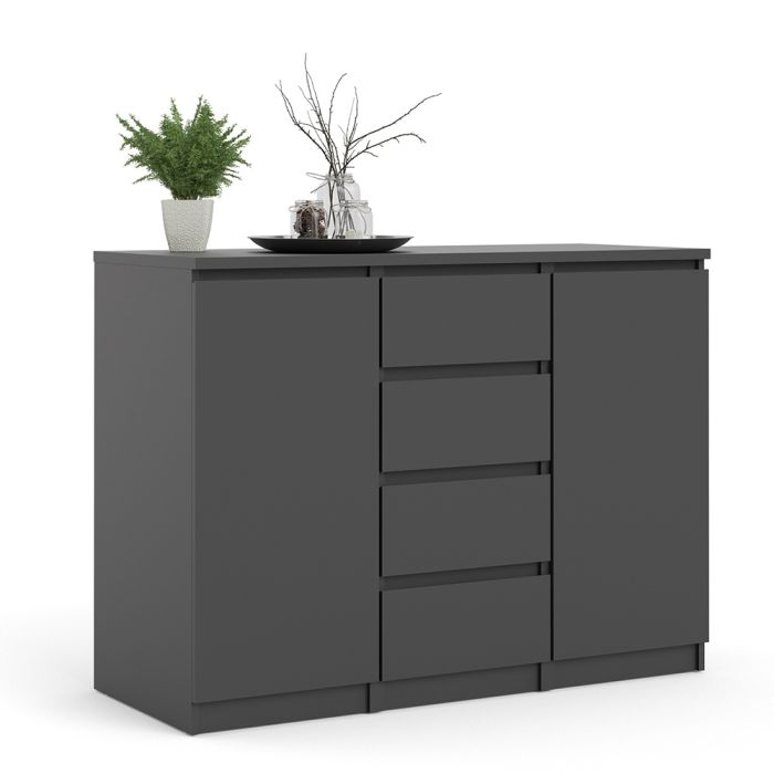 Naia Sideboard 4 Drawers 2 Doors in Black Matt - UK