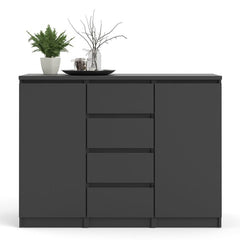 Naia Sideboard 4 Drawers 2 Doors in Black Matt - UK - Furniture One Shop