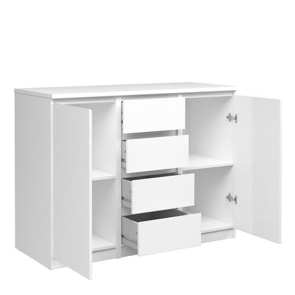 Naia Sideboard - 4 Drawers 2 Doors in White High Gloss - UK