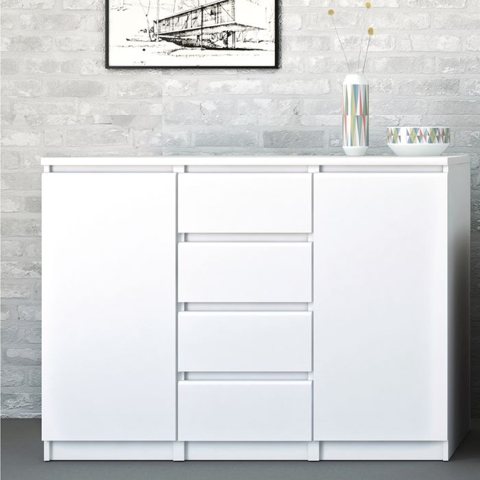 Naia Sideboard - 4 Drawers 2 Doors in White High Gloss - UK