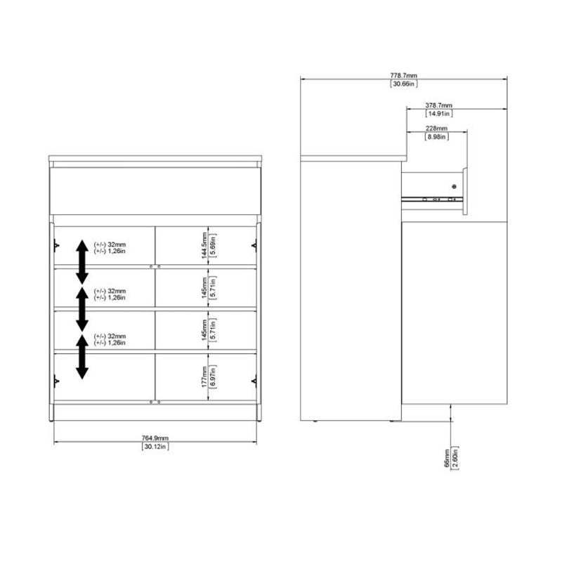 Naia Sideboard with 1 Drawer 2 Doors in Black Matt - UK - Furniture One Shop