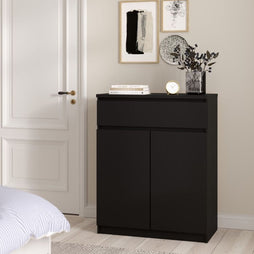 Naia Sideboard with 1 Drawer 2 Doors in Black Matt - UK