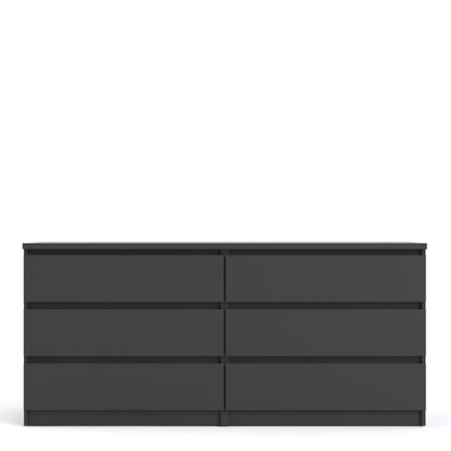 Naia Wide Chest of 6 Drawers (3+3) in Black Matt - UK