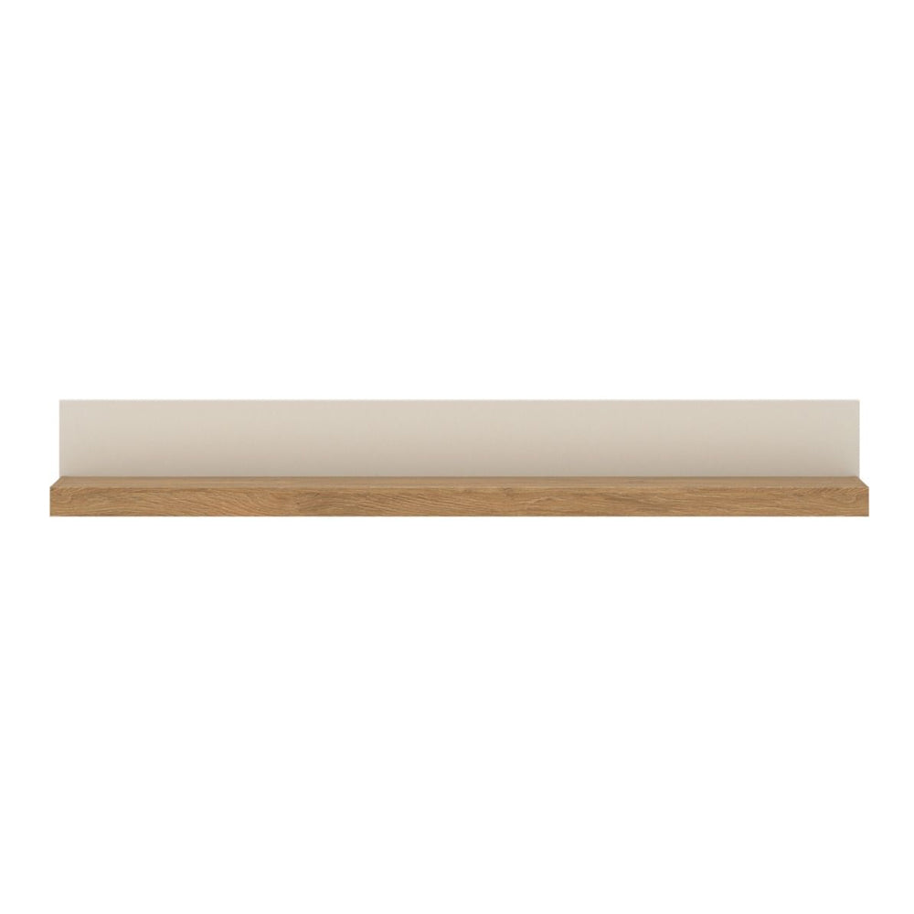 Naxxar Large Wooden Wall Shelf in Cashmere and Stone Oak - 194cm