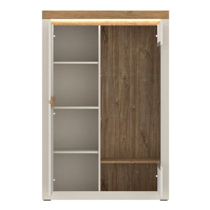 Naxxar Left Hand Display Cabinet 2 Doors in Cashmere and Stone Oak