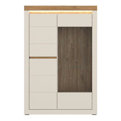 Naxxar Left Hand Display Cabinet 2 Doors in Cashmere and Stone Oak