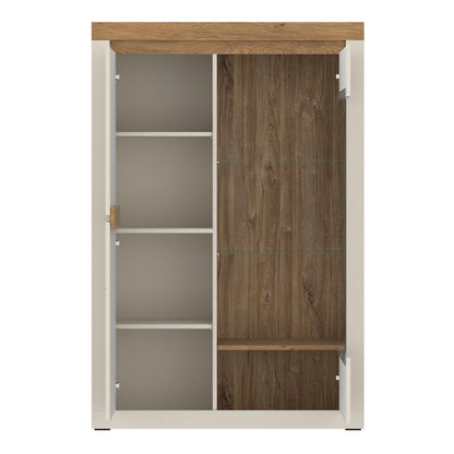 Naxxar Left Hand Display Cabinet 2 Doors in Cashmere and Stone Oak