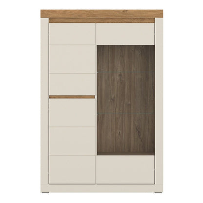 Naxxar Left Hand Display Cabinet 2 Doors in Cashmere and Stone Oak