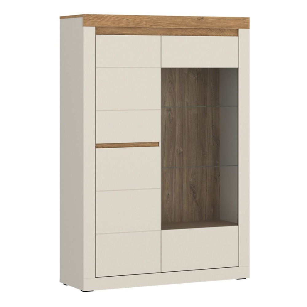 Naxxar Left Hand Display Cabinet 2 Doors in Cashmere and Stone Oak