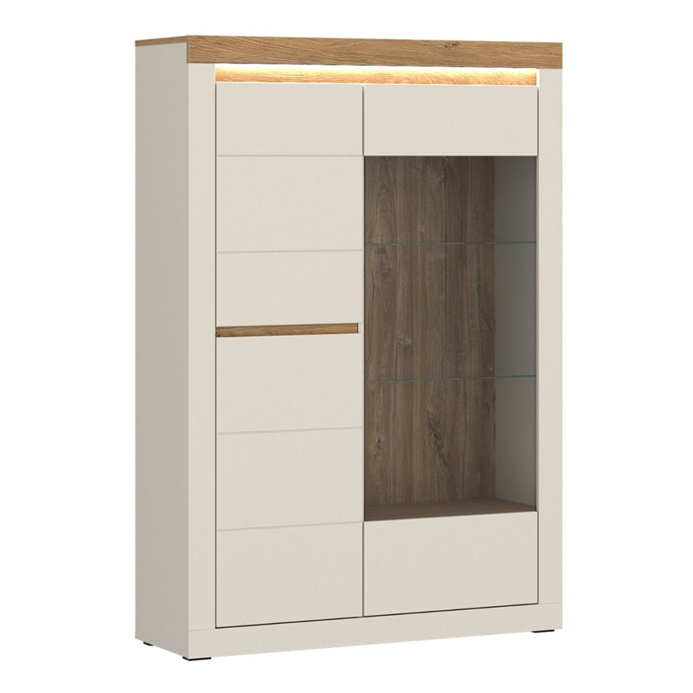 Naxxar Left Hand Display Cabinet 2 Doors in Cashmere and Stone Oak
