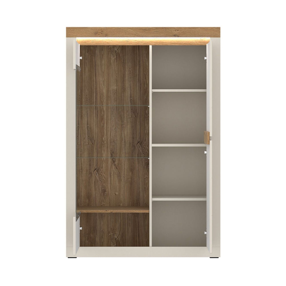 Naxxar Right Hand Display Cabinet 2 Doors in Cashmere and Stone Oak