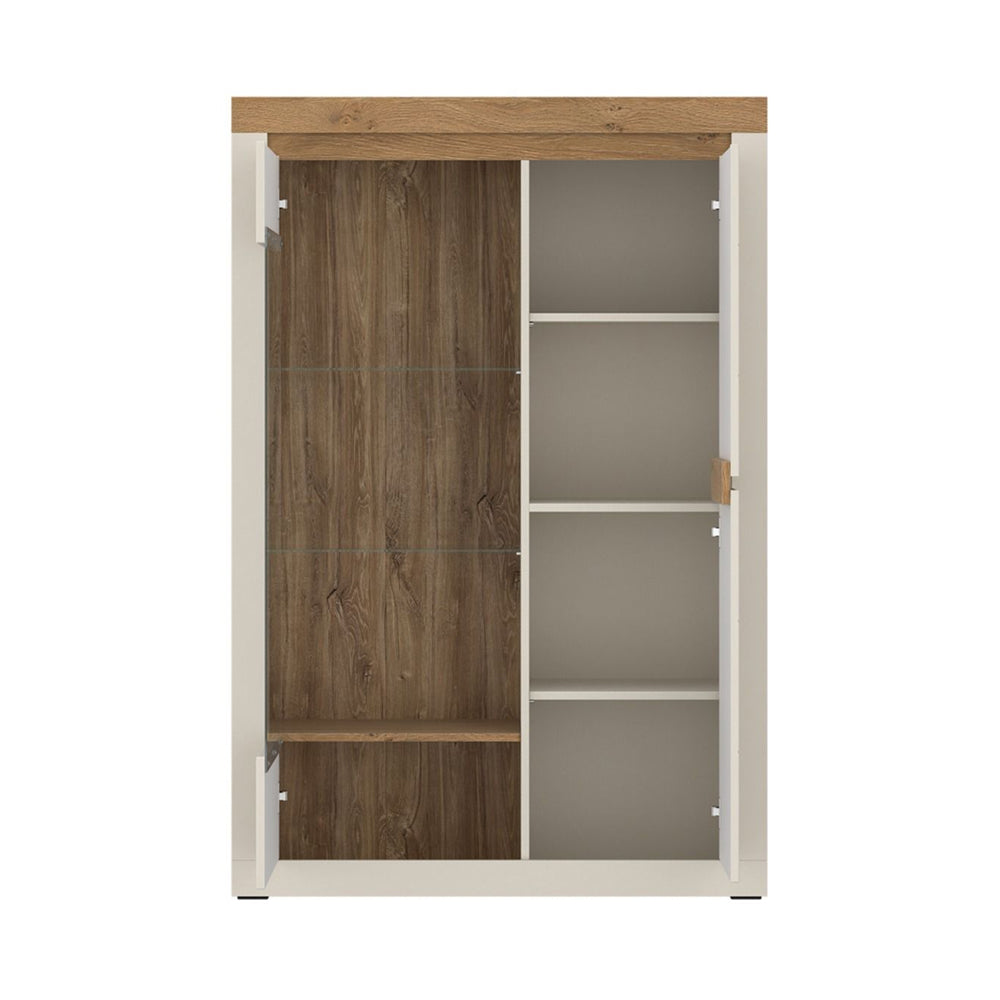 Naxxar Right Hand Display Cabinet 2 Doors in Cashmere and Stone Oak