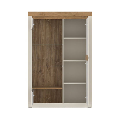 Naxxar Right Hand Display Cabinet 2 Doors in Cashmere and Stone Oak