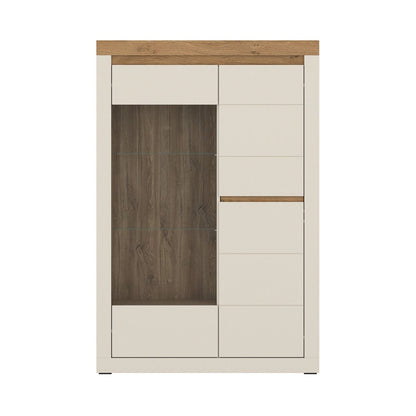 Naxxar Right Hand Display Cabinet 2 Doors in Cashmere and Stone Oak