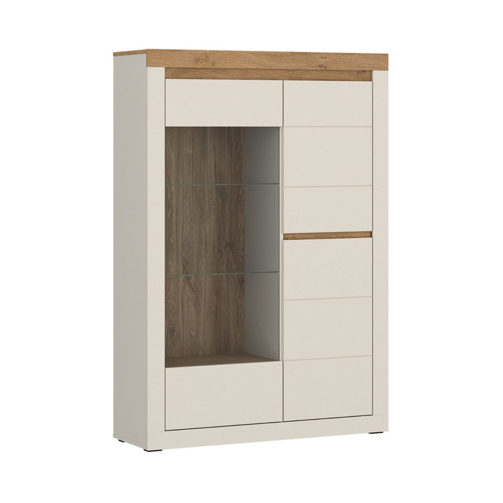 Naxxar Right Hand Display Cabinet 2 Doors in Cashmere and Stone Oak