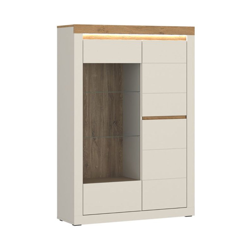 Naxxar Right Hand Display Cabinet 2 Doors in Cashmere and Stone Oak