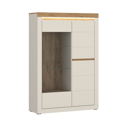 Naxxar Right Hand Display Cabinet 2 Doors in Cashmere and Stone Oak