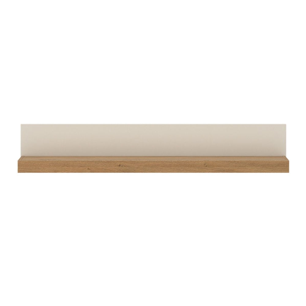 Naxxar Small Wooden Wall Shelf in Cashmere and Stone Oak - 154cm