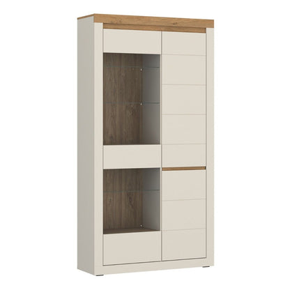 Naxxar Tall Display Cabinet 2 Doors in Cashmere and Stone Oak