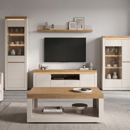 Naxxar Wooden Coffee Table in Cashmere and Stone Oak