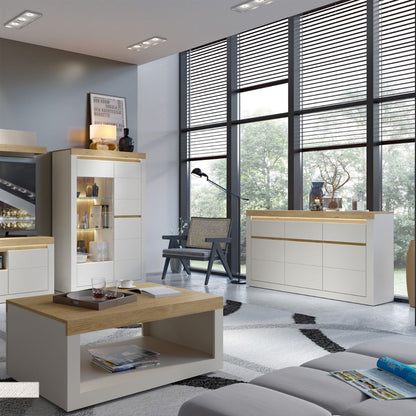 Naxxar Wooden Sideboard 3 Doors and 3 Drawers in Cashmere & Stone Oak
