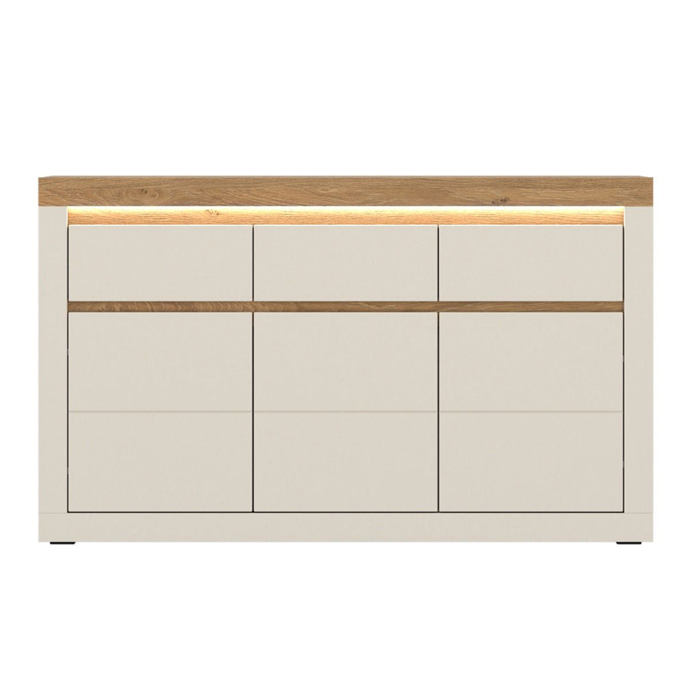 Naxxar Wooden Sideboard 3 Doors and 3 Drawers in Cashmere & Stone Oak