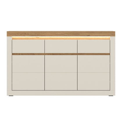 Naxxar Wooden Sideboard 3 Doors and 3 Drawers in Cashmere & Stone Oak