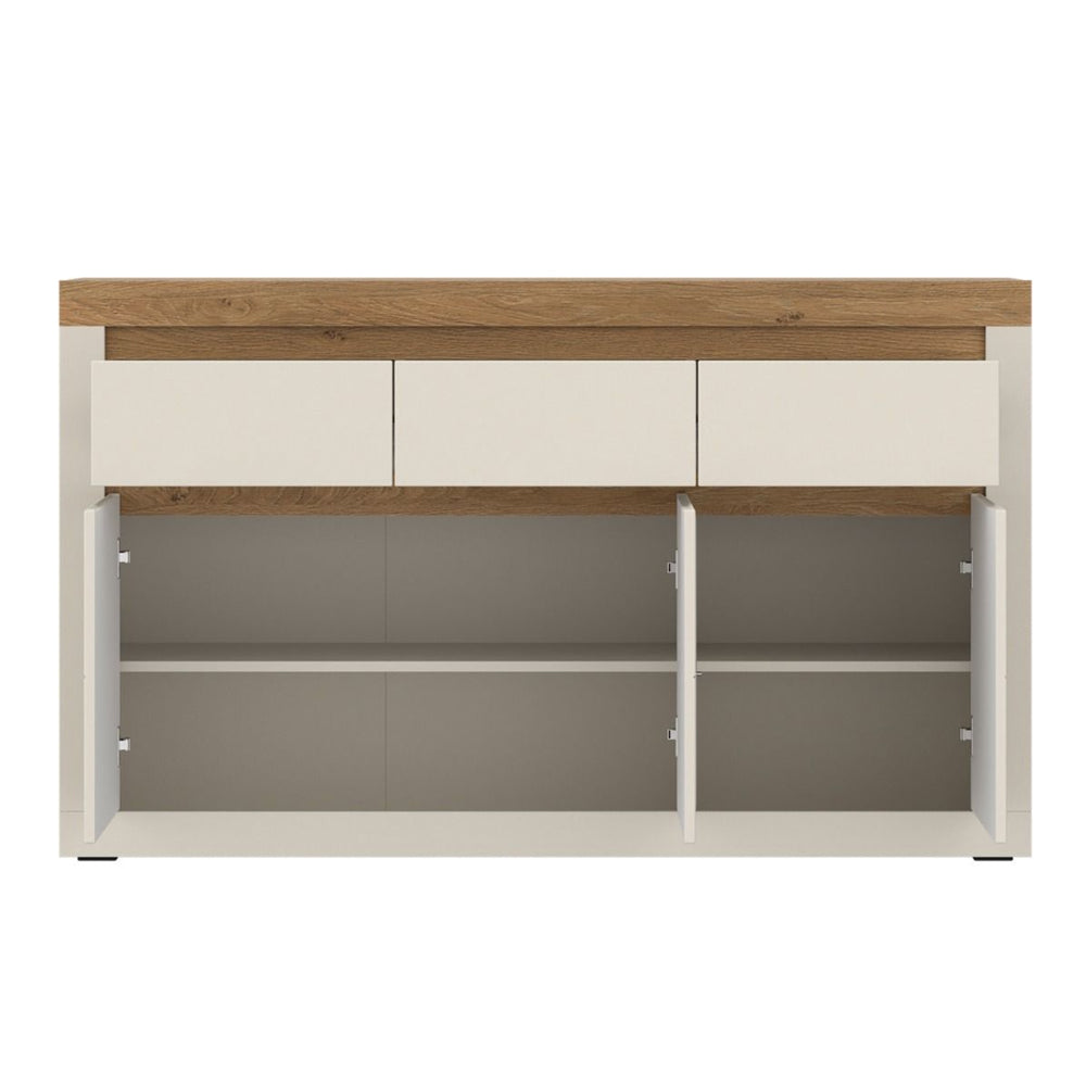Naxxar Wooden Sideboard 3 Doors and 3 Drawers in Cashmere & Stone Oak