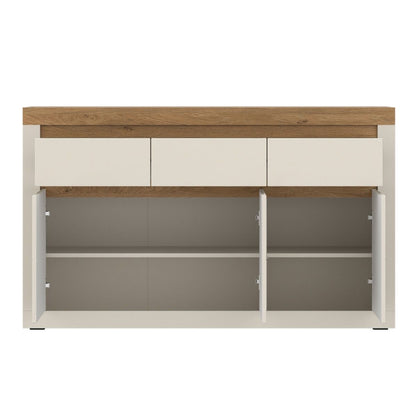 Naxxar Wooden Sideboard 3 Doors and 3 Drawers in Cashmere & Stone Oak