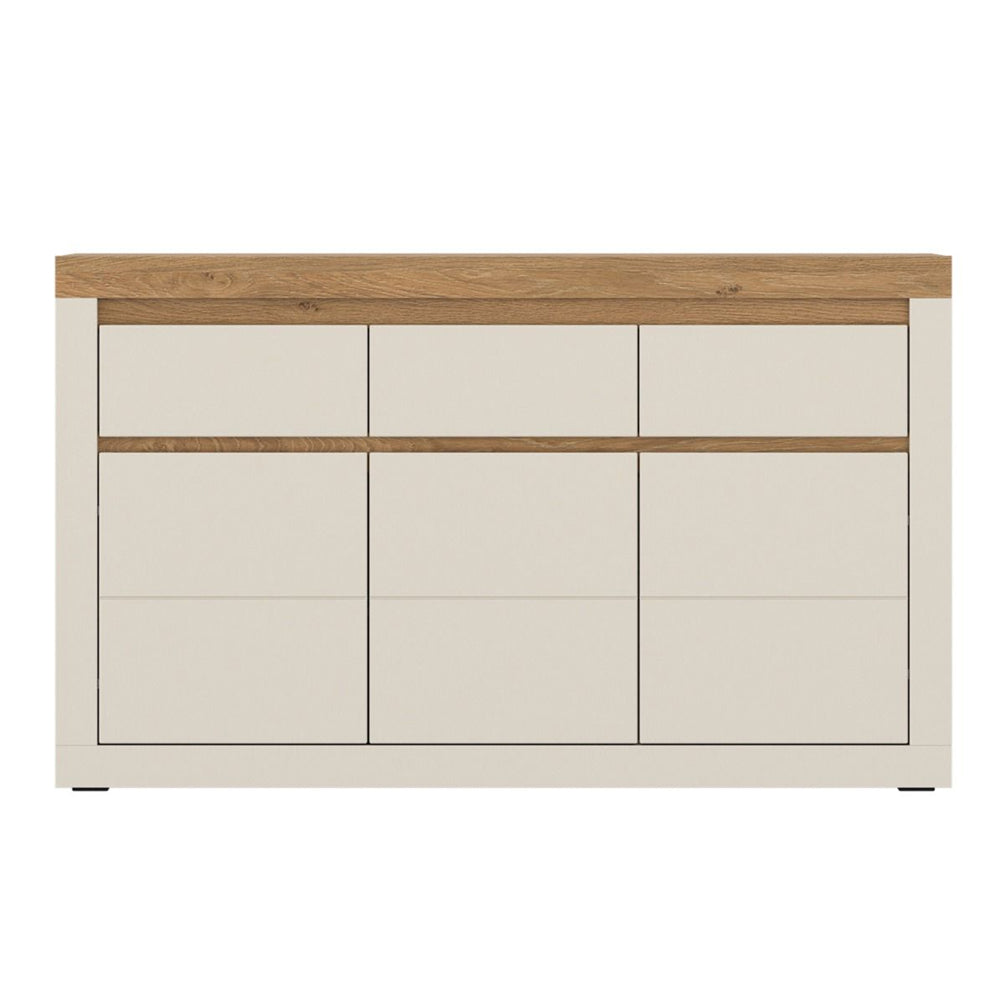 Naxxar Wooden Sideboard 3 Doors and 3 Drawers in Cashmere & Stone Oak