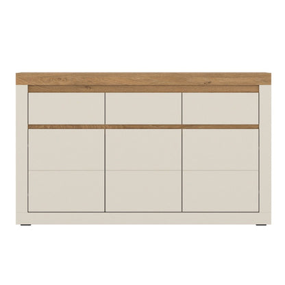 Naxxar Wooden Sideboard 3 Doors and 3 Drawers in Cashmere & Stone Oak