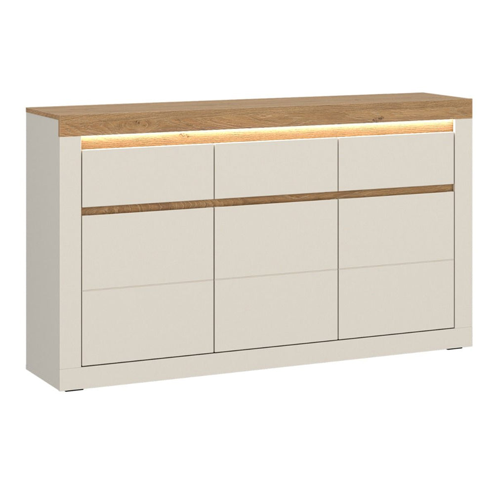 Naxxar Wooden Sideboard 3 Doors and 3 Drawers in Cashmere & Stone Oak