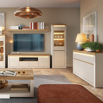 Naxxar Wooden Sideboard 3 Doors and 3 Drawers in Cashmere & Stone Oak