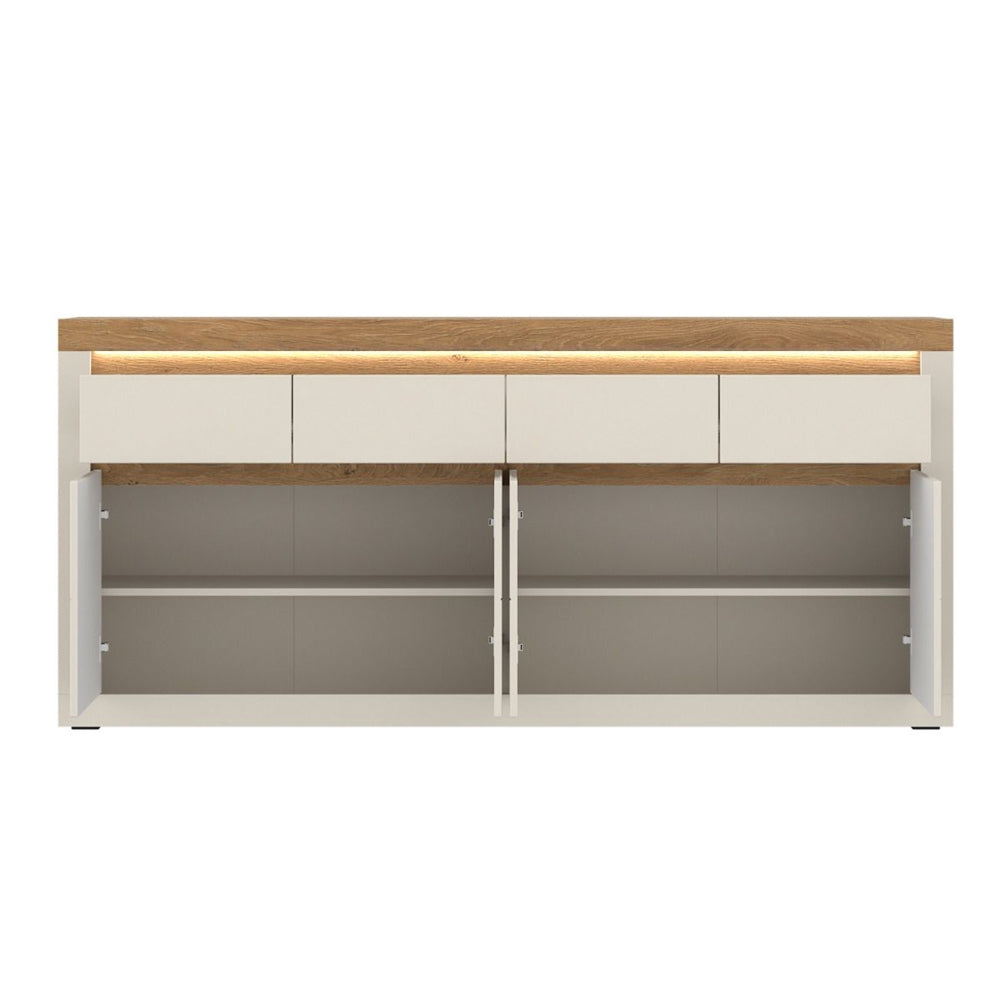 Naxxar Wooden Sideboard 4 Doors and 4 Drawers in Cashmere & Stone Oak