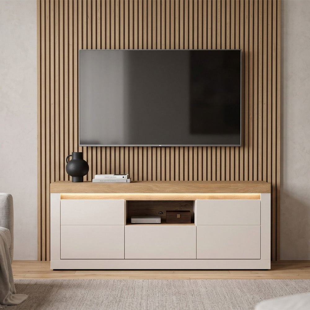 Naxxar Wooden TV Stand 2 Doors 1 Drawer in Cashmere