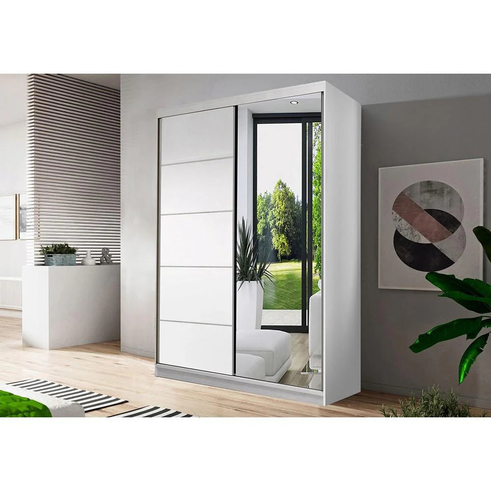 Neomi 05 Wooden Wardrobe With 2 Sliding Doors 120cm In White Matt