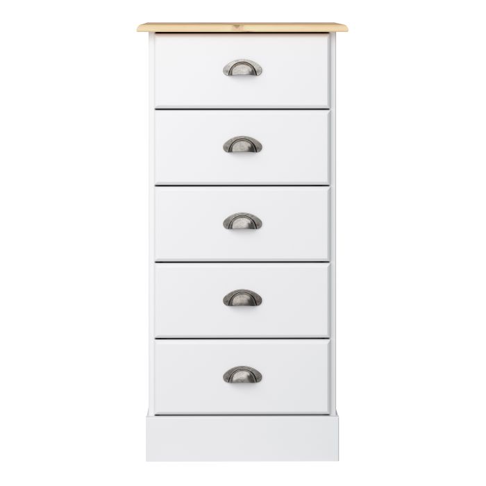 Nola 5 Drawer Chest White & Pine - UK