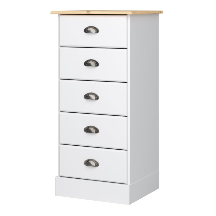 Nola 5 Drawer Chest White & Pine - UK