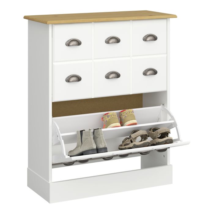 Nola Shoe Cabinet White & Pine - UK