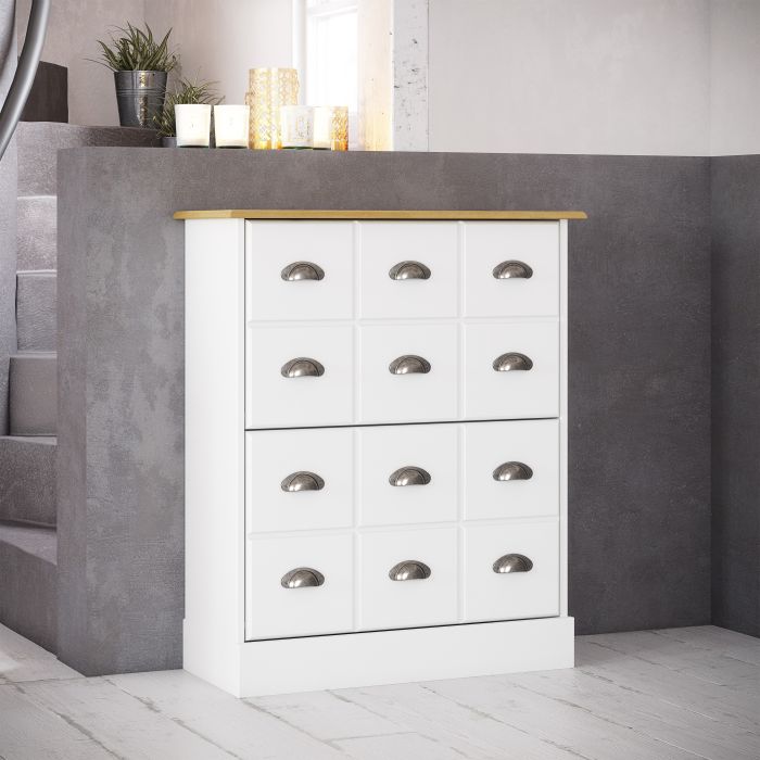 Nola Shoe Cabinet White & Pine - UK