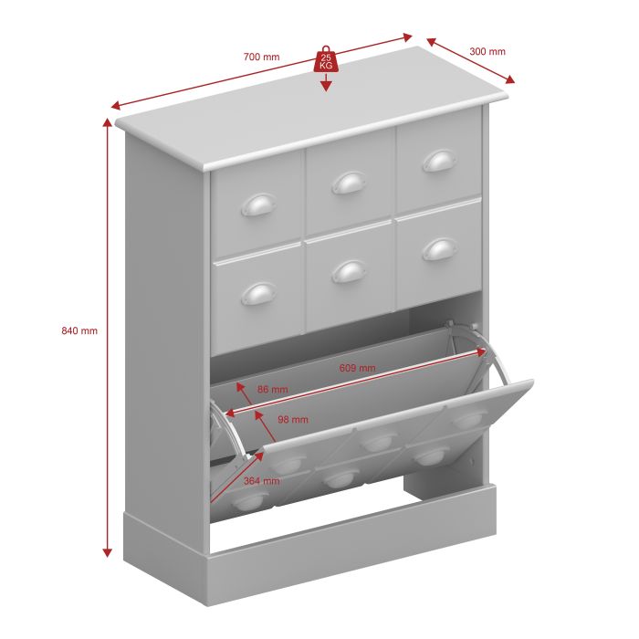 Nola Shoe Cabinet White & Pine - UK