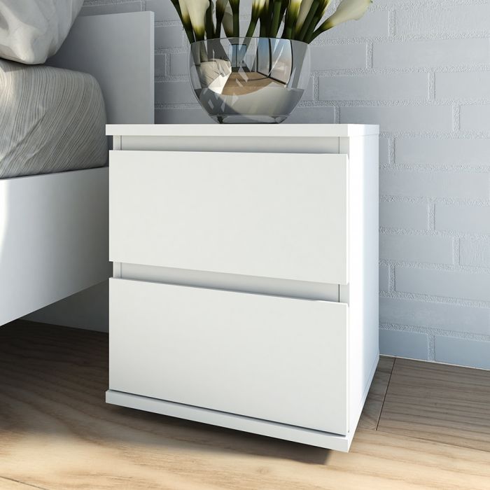 Nova Bedside 2 Drawer in White - UK