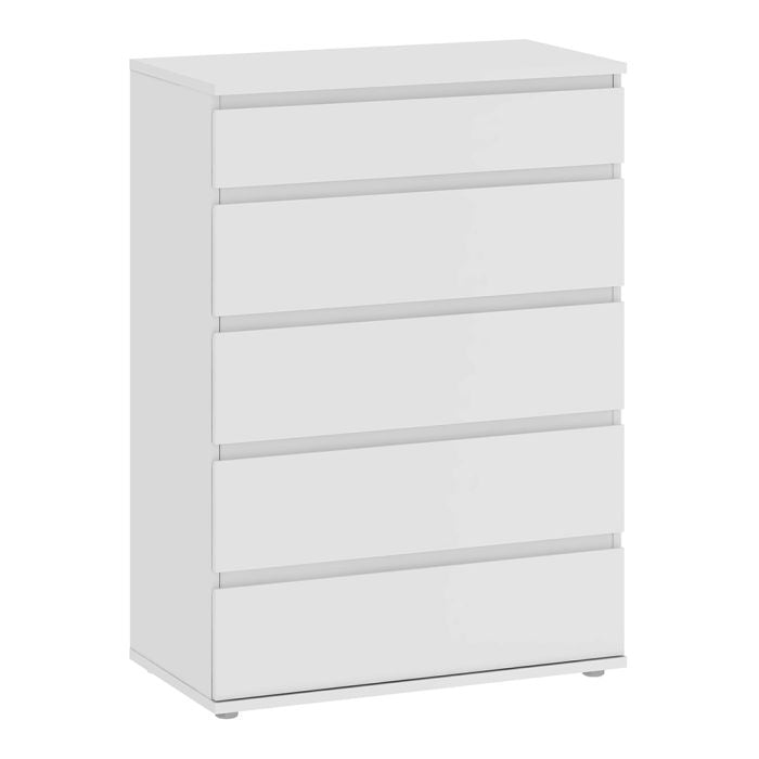 Nova Chest of 5 Drawers in White - UK