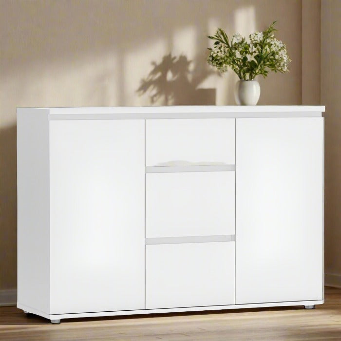 Nova Sideboard 3 Drawers 2 Doors in White - UK