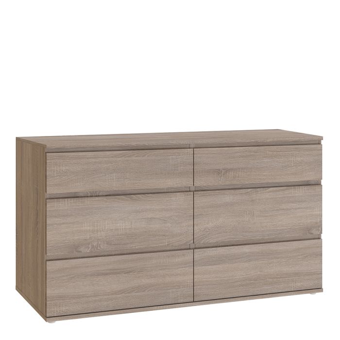 Nova Wide Chest of 6 Drawers (3+3) in Truffle Oak - UK