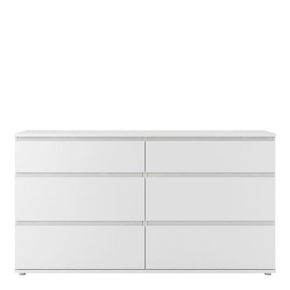 Nova Wide Chest of 6 Drawers (3+3) in White - UK