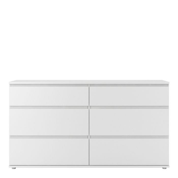 Nova Wide Chest of 6 Drawers (3+3) in White - UK