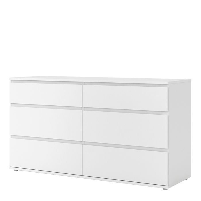 Nova Wide Chest of 6 Drawers (3+3) in White - UK