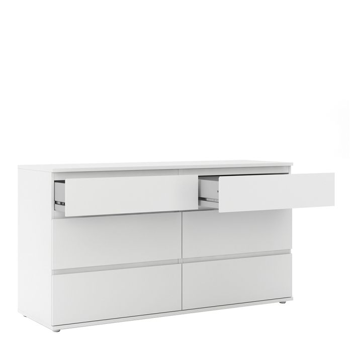 Nova Wide Chest of 6 Drawers (3+3) in White - UK