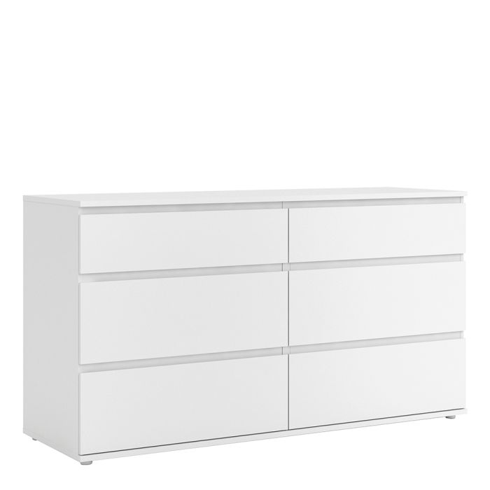 Nova Wide Chest of 6 Drawers (3+3) in White - UK